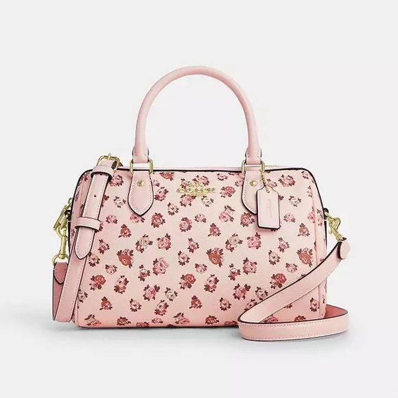 NWT Coach Rowan Satchel Bag With Rose Print Blush CY681 - Picture 1 of 8
